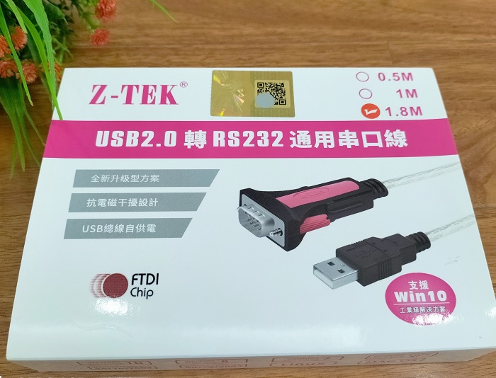 Cáp chuyển USB 2.0 to RS232 (USB to com) dài 1.8m Ztek ZE533A WIN10